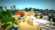 A desert village that has snow covering it. (Image via Minecraft & Chill/YouTube)